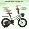 Green Metal Kids Bike with Dual Brakes, Training Wheels and Basket Perfect for Children's